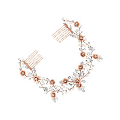 Designer rose gold double hair comb